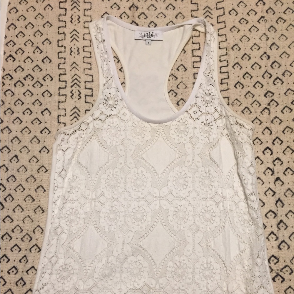 Tibi Cotton Lace Tank